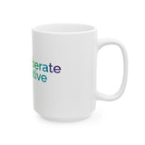 Be deliberate to be creative Mug | White Ceramic Coffee Cup, Rainbow Text
